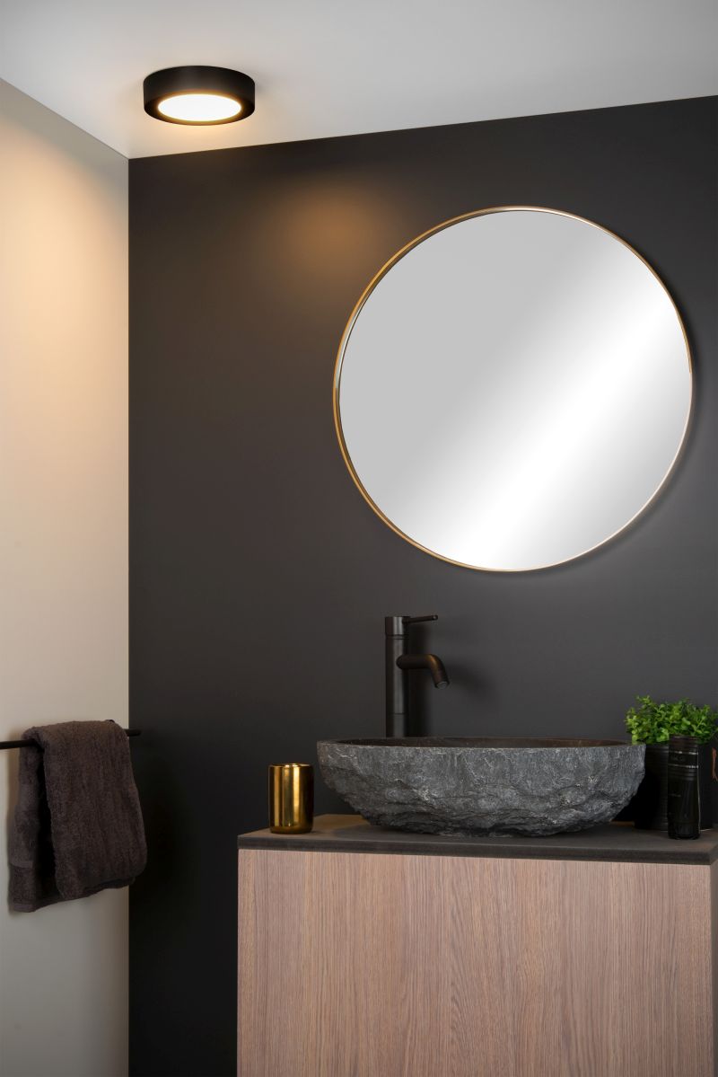 Lucide BRICE-LED - Zapustené stropné svietidlo Kúpeľňa - Ø 18 cm - LED Rozm. - 1x11W 3000K - IP44 - Čierna